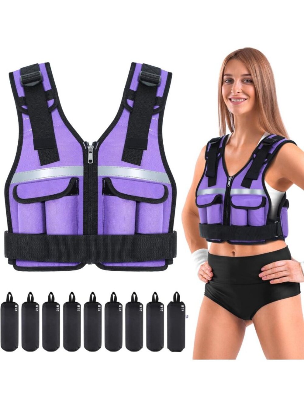 Adjustable Weighted Vest 2-18 lbs | Washable Rucking Vest for Home Gym & Running